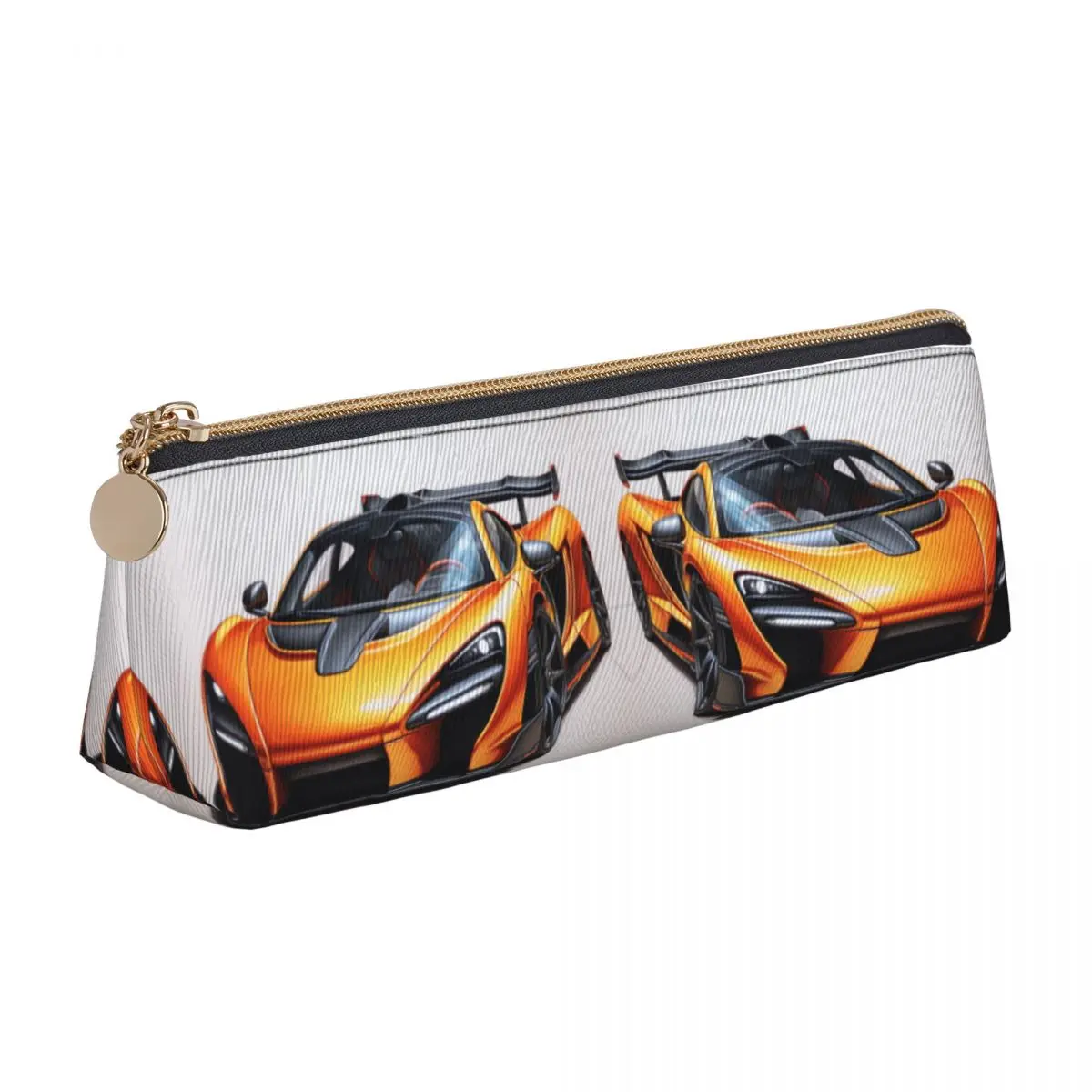 

Fantastic Sports Car Triangle Pencil Case Colored Cartoon Pencil Art School Large Pencil Box Boy Girl Retro Leather Pen Bags