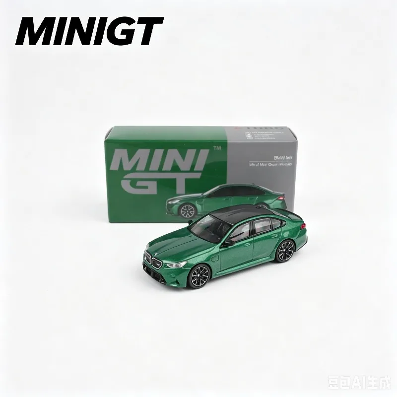 Фото MINIGT1:64 BMW M5 G90 IsIe зеленого цвета #   Модель автомобиля из сплава 1086, имитационная настольная декорация, коллекционные предметы для взрослых, игрушки для мужчин. №1