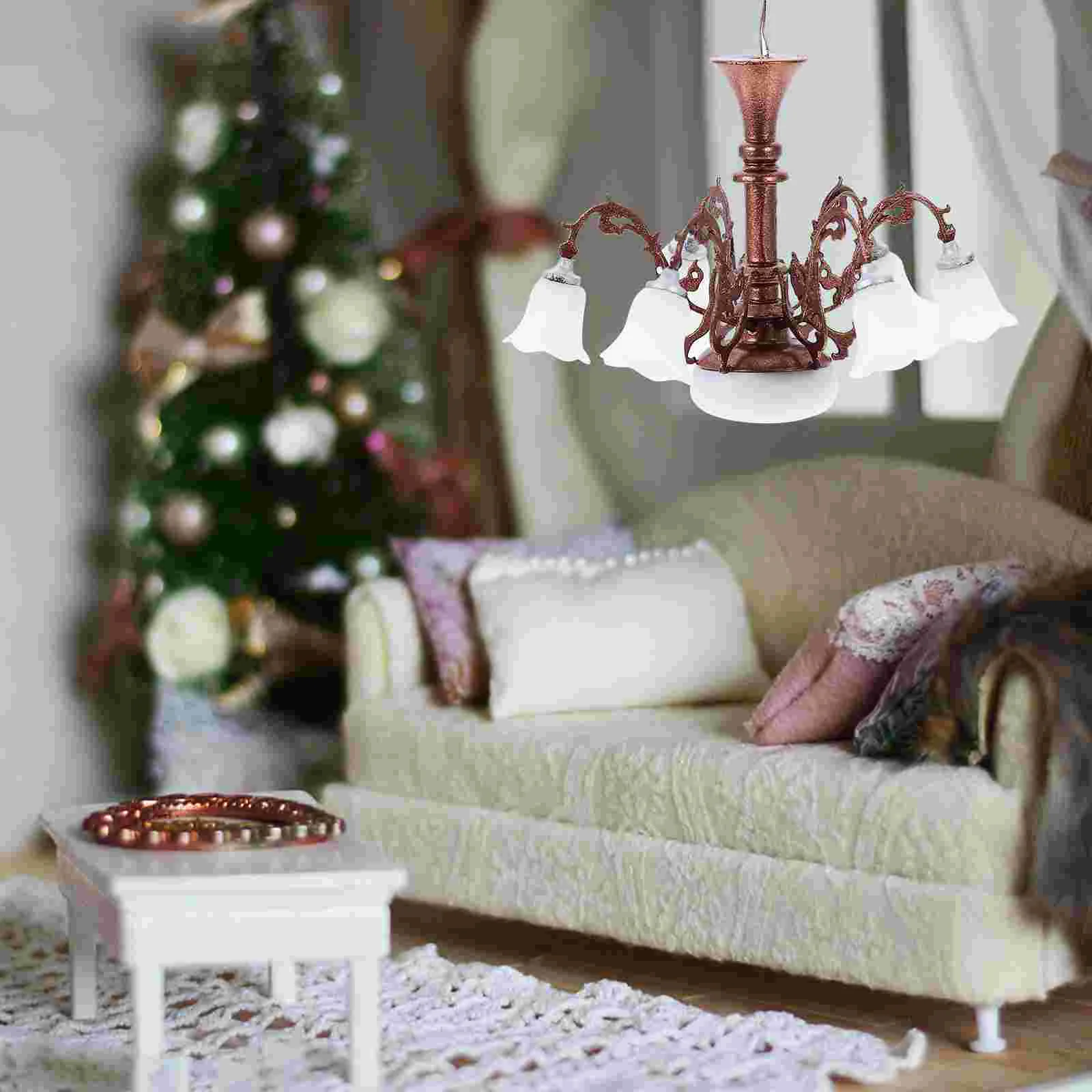 Модель люстры миниатюрный декор комнаты крошечный дом пейзажное украшение лампа