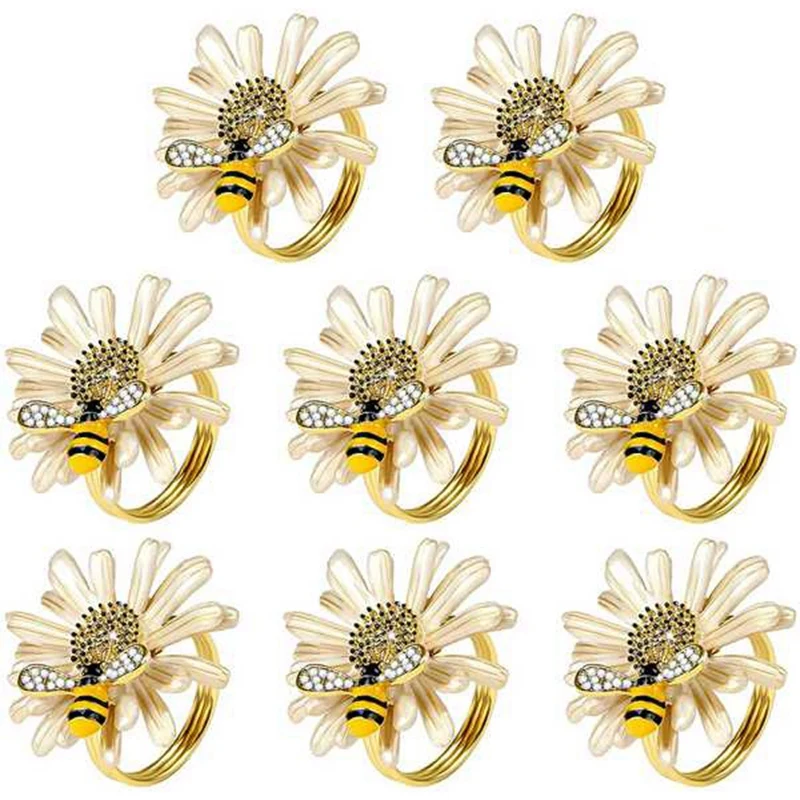 

Искусственная Маргаритка, металлические держатели для салфеток в виде пчелы для свадебной вечеринки или ежедневного использования, красивые украшения для вашей фантазии