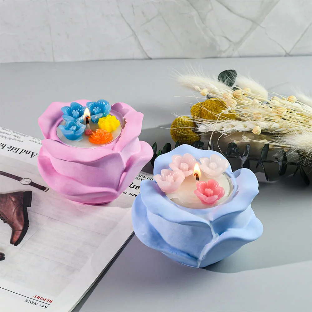 Подсвечник в виде Розы силиконовая форма для Ароматических Свечей основание