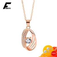 luxury necklace 925 sterling silver jewelry inlaid aaa zircon gemstones rose gold color pendant ornament for women wedding party