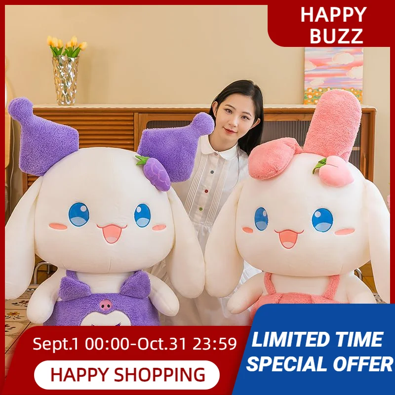 

Sanrio 35~50cm Succulent Grape Rabbit Kuromi Soft Doll My Melody Peach Bunny Cartoon Kawaii Cushion Pillow Toy Gift For Girl