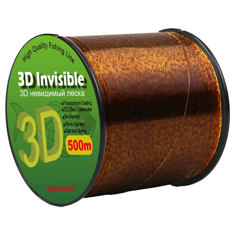 500m Gold Invisible Spotted Fishing Line Bionic Invisible Monofilament Nylon Speckle Fluorocarbon Coated Line Carp Fishing Line