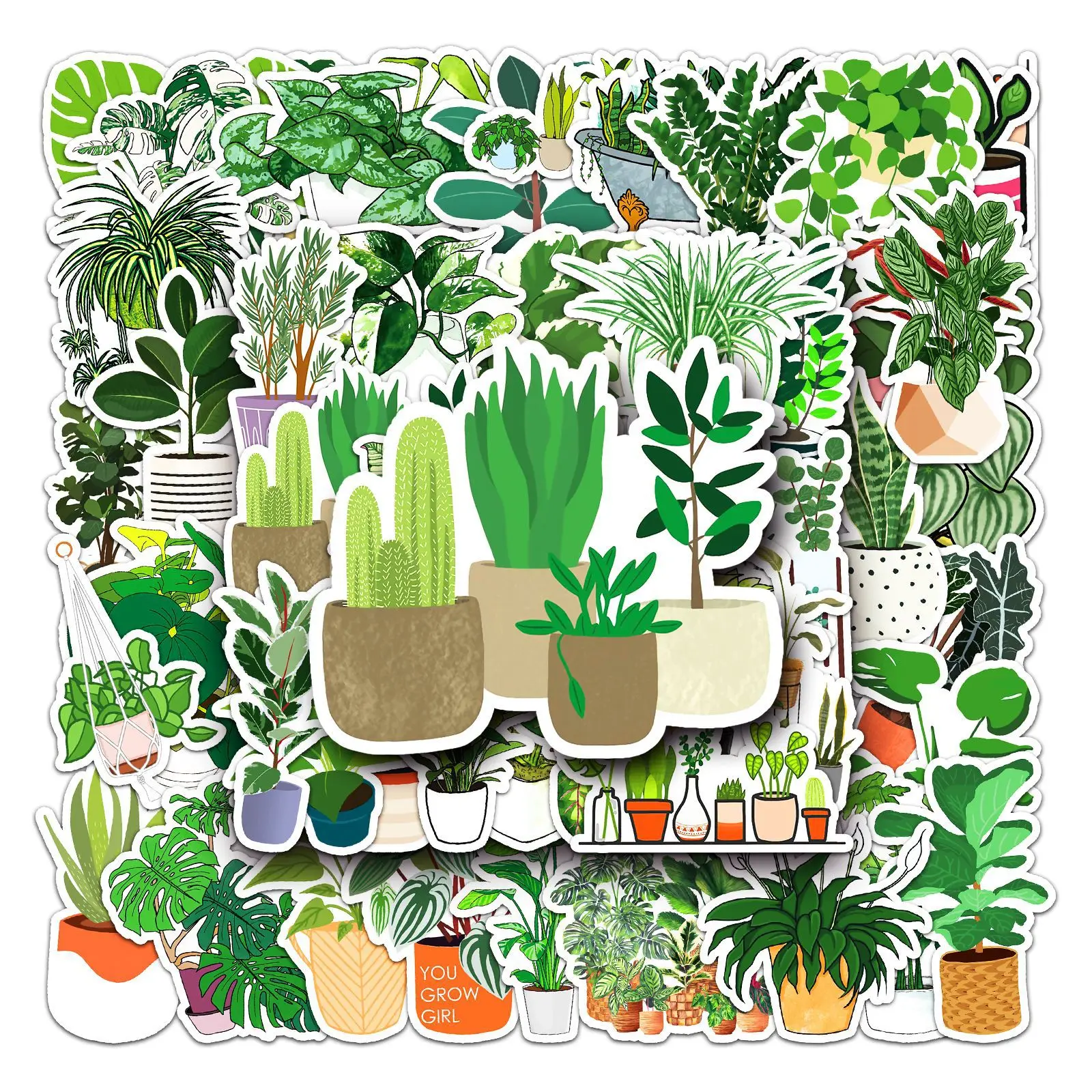 

Stickers For Luggage Laptop Phone Sticker Skateboard Scrapbook Guitar Car Decals Decorate Green Plants Stickers INS Style Toys