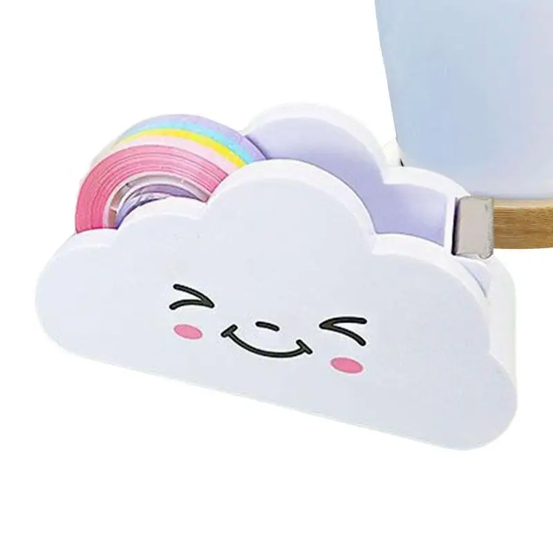 

Tape Dispenser Desk Cloud Desktop Tape Dispenser Delicate Tape Cutter With Rainbow Tape For Closing Boxes Wrapping Gifts Pasting
