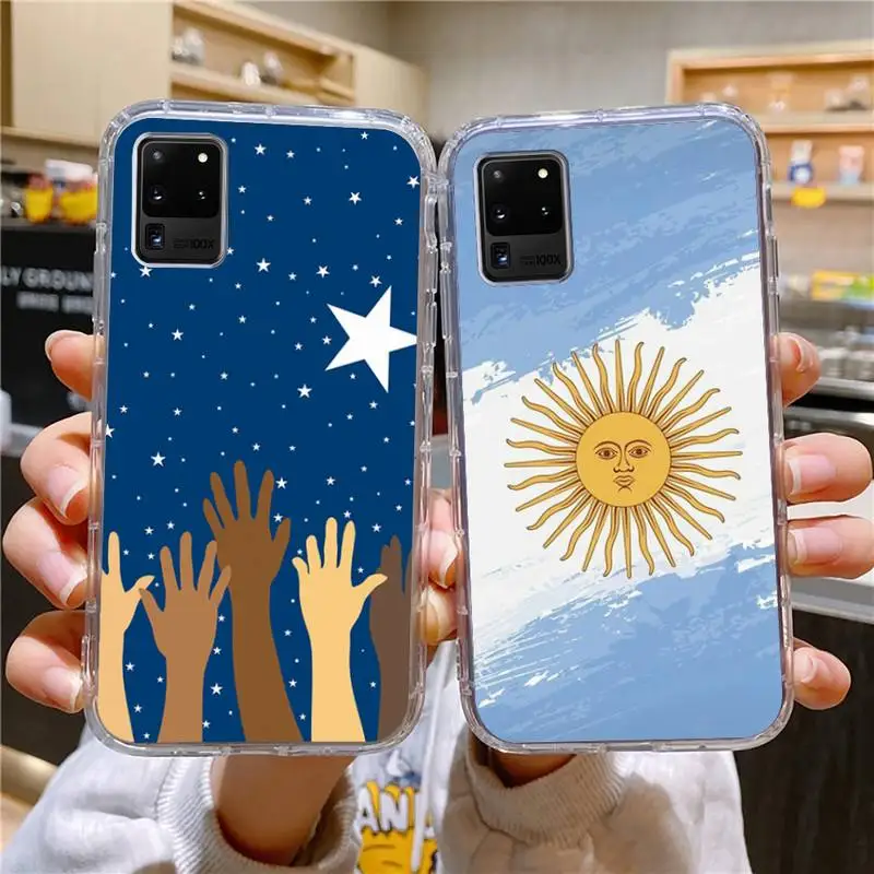 

Argentina Flag Phone Case For Samsung Galaxy S10 S10e A70 Edge S22 S23 Plus Ultra Note10 Transparent Cove