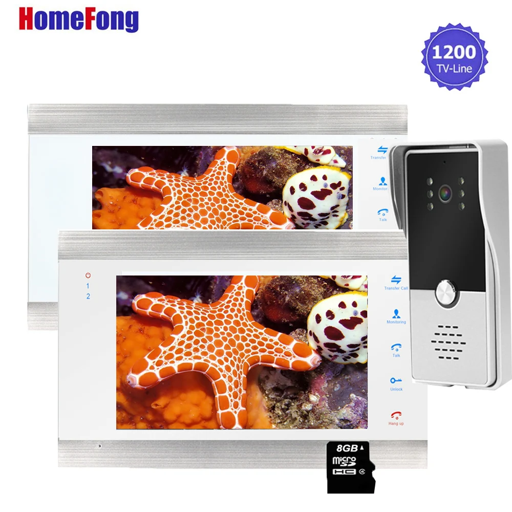 Homefong Видеодомофон Домофон Дверной звонок с системой камеры 7-дюймовый монитор