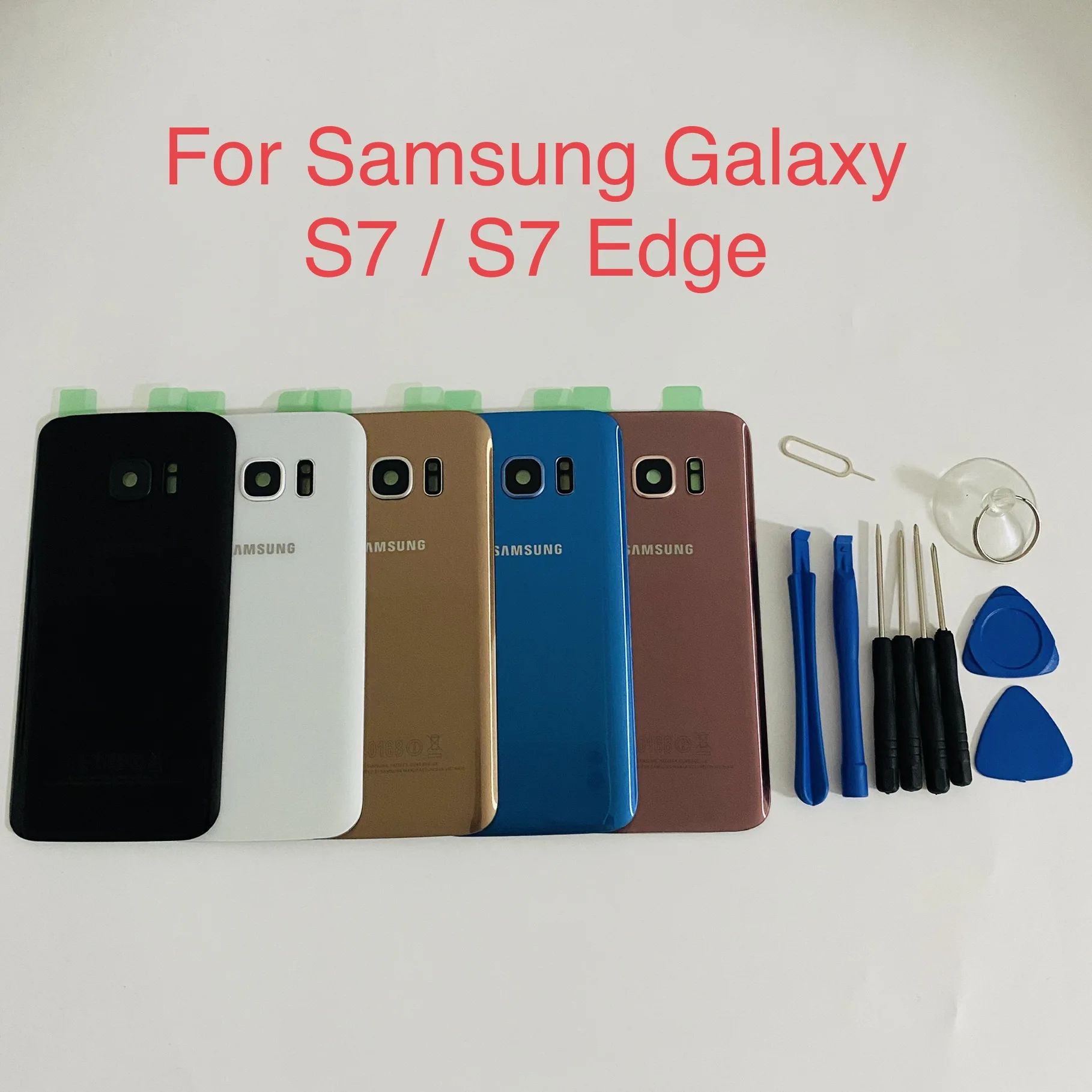 

New Rear Panel Glass Battery Back Cover For Samsung Galaxy S7 G930 G930F G930FD S7 Edge G935 G935F G935FD + Stickers Camera Lens