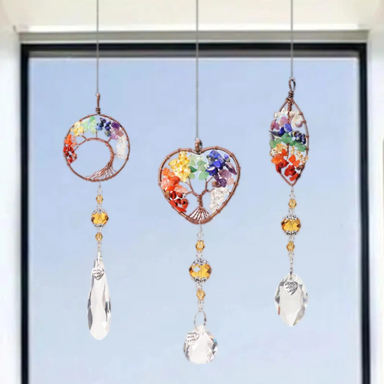 

Подвеска в виде кристаллов, декоративная подвеска-колокольчик фэн-шуй, подвеска в виде капли для дома и улицы, украшение в стиле бохо