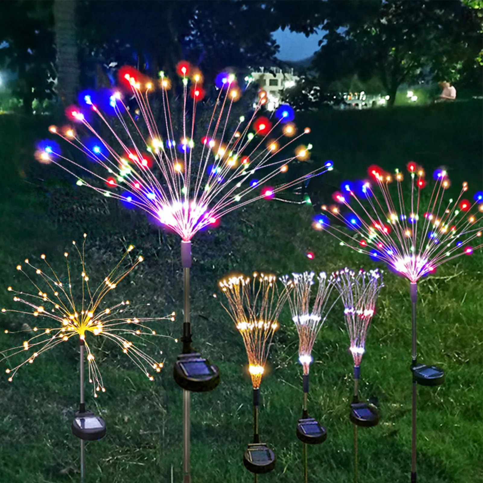 

120 LEDs Solar Garden Lights Waterproof Outdoor Fire-work Lights Solar Lamp Decorative Stake DIY Landscape Light for Pathway