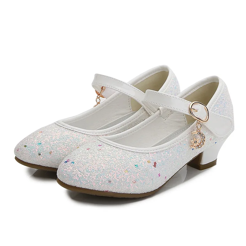 

Children's Leather Shoes for Princess High Heels Fashion Sequins Student Dance Shoes Elegant Kids Party Wedding Shoes