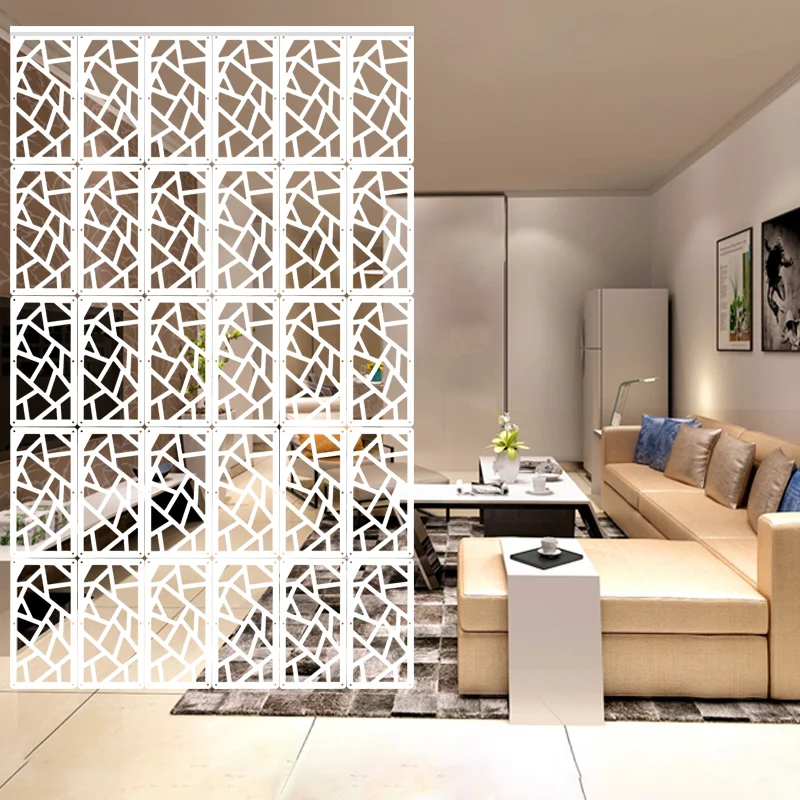 

12pcs Hanging Room Divider Panel Safety Wood-Plastic Panel White Hanging Screen for Living Room Bedroom Home Office Decoration