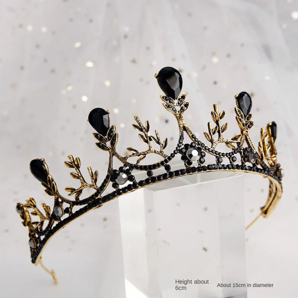 Модная ретро-корона для волос выпускного вечера Хрустальная черная свадебная
