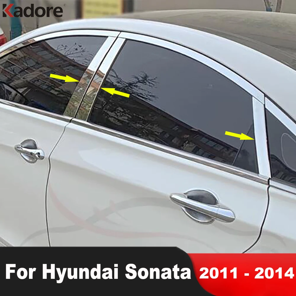 

Для Hyundai Sonata 2011 2012 2013 2014 Нержавеющая окошко автомобиля центральный столб крышка отделка молдинг украшение полосы аксессуары