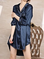 womens home clothes sexy silk loose shirt nightdress middle sleeve large silk pajamas mulberry silk home wear lady pajamas