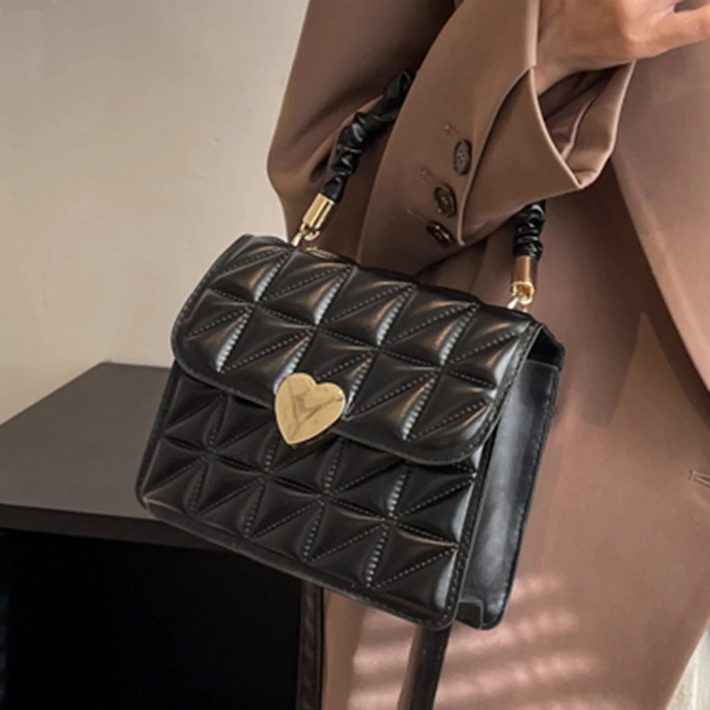 

Женская плиссированная Сумка-тоут из ПУ кожи, с застежкой в форме сердца