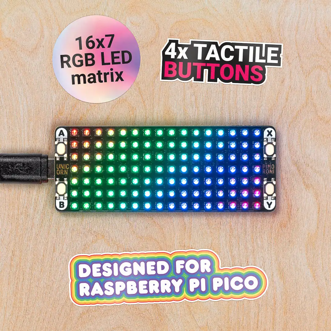 

Pico Unicorn Pack ,A Sparkly Matrix Of Over A Hundred RGB LEDs