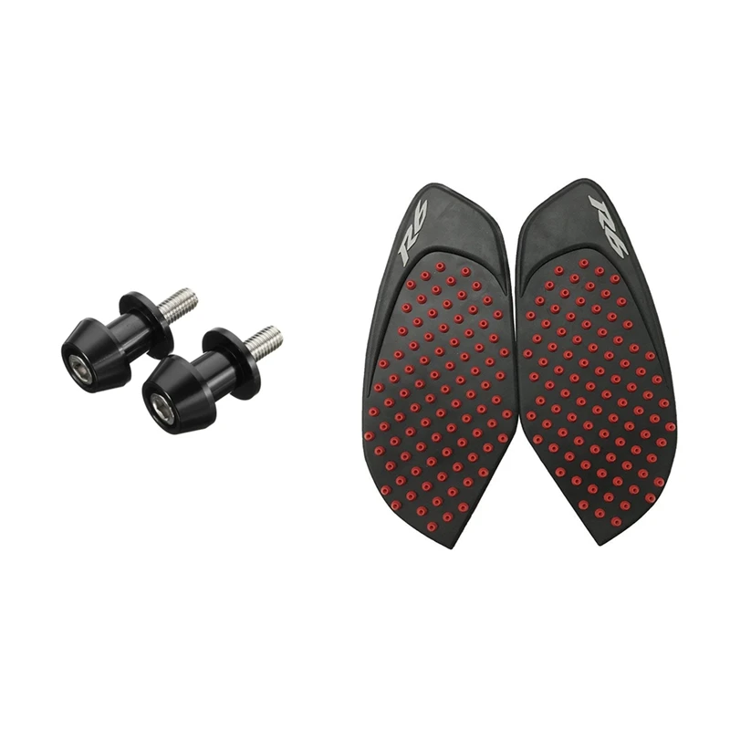 2 Pcs Motorcycle Cnc Swing Arm Sliders Spools Stand Screw & 2 Pcs Motorcycle Tank Gas Pad