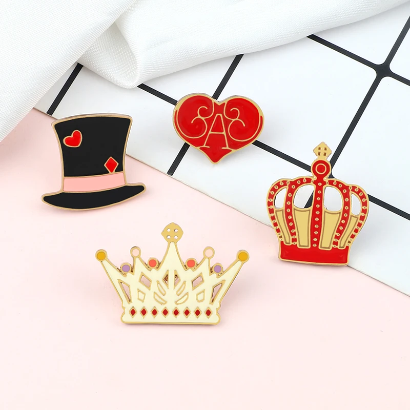 Благородные винтажные броши в форме короны для джентльмена шляпы сердца