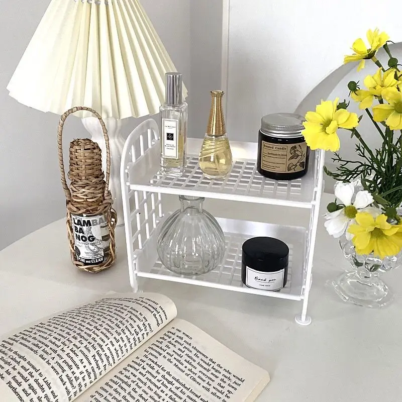 Kawaii Macaron Minimalist Desk Desktop Organizer Storage Rack Student Dormitory Folding Hollow Shelf Skin Care | Дом и сад