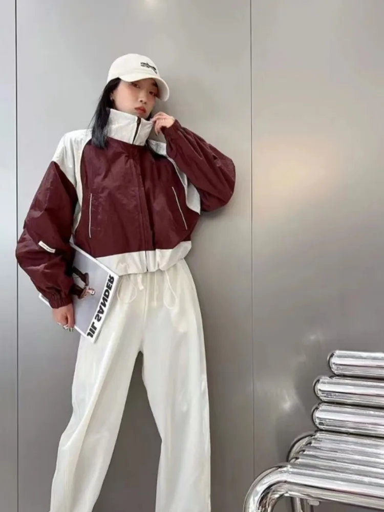 

Женские винтажные корейские уличные толстовки на молнии, ветровка в стиле Харадзюку, укороченные куртки большого размера на молнии, свитшо...