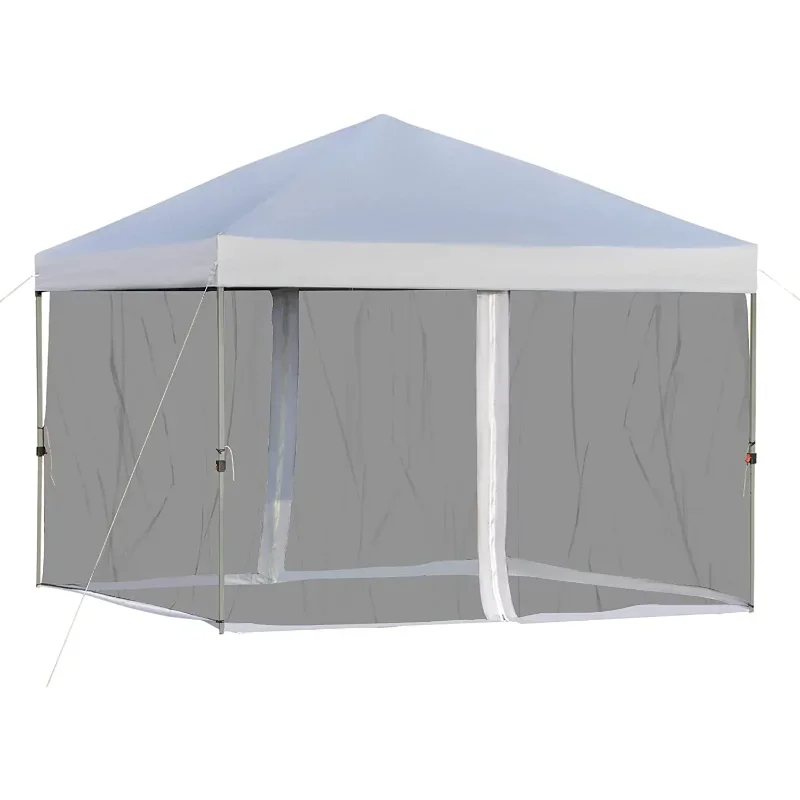10 'x 10' Белый беседка с навесом сетчатыми занавесками