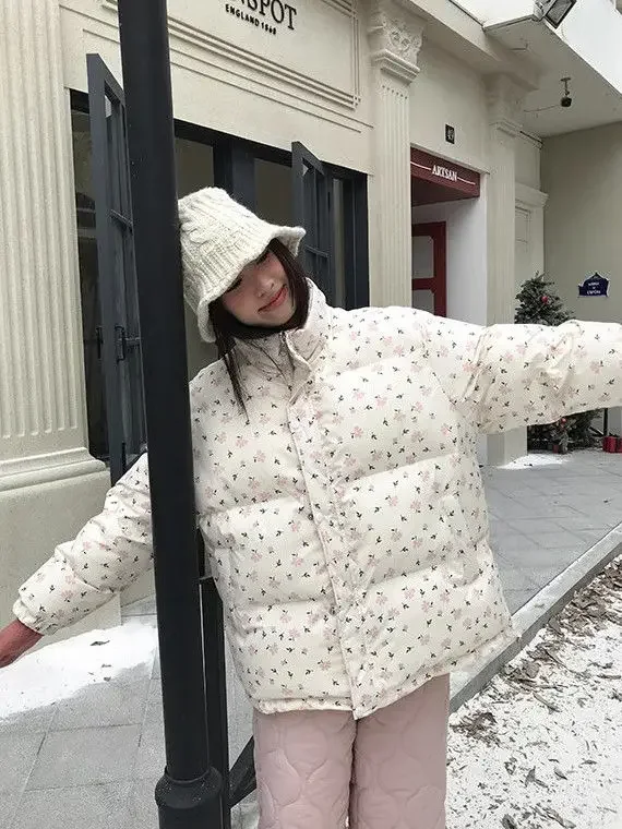 Gaganight женская корейская версия хлопковая куртка с цветочным принтом 23 осень-зима