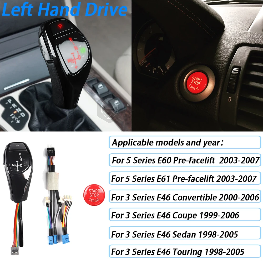 

Светодиодная ручка переключения передач, сменные аксессуары для салона автомобиля, модернизация для BMW 5 серии E60 E61 2003-2007 3 серии E46 1998-2006