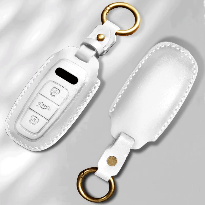 Автомобильный кожаный чехол для ключей Audi A8 A6 Q8 2021 2019 Q7 TT A4 B9 A7 TDI Quattro TTS Sline