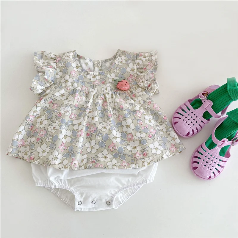 

Summer Cotton Baby Girl Clothes Newborn Baby Girl Floral Dress Romper Toddler Girls Bodysuits For 0-2Y