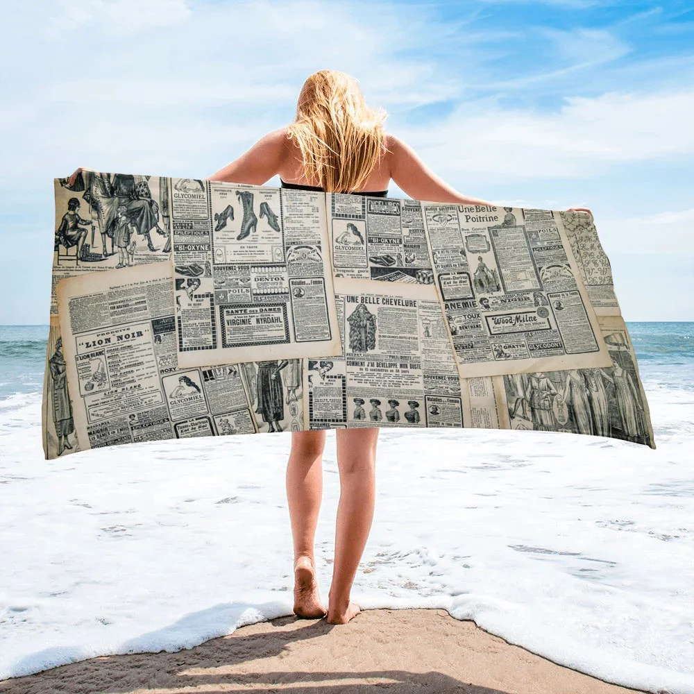 

Рекламное газетное пляжное полотенце в стиле ретро, полотенце для занятий спортом на открытом воздухе, полотенце для купания, быстросохнущ...