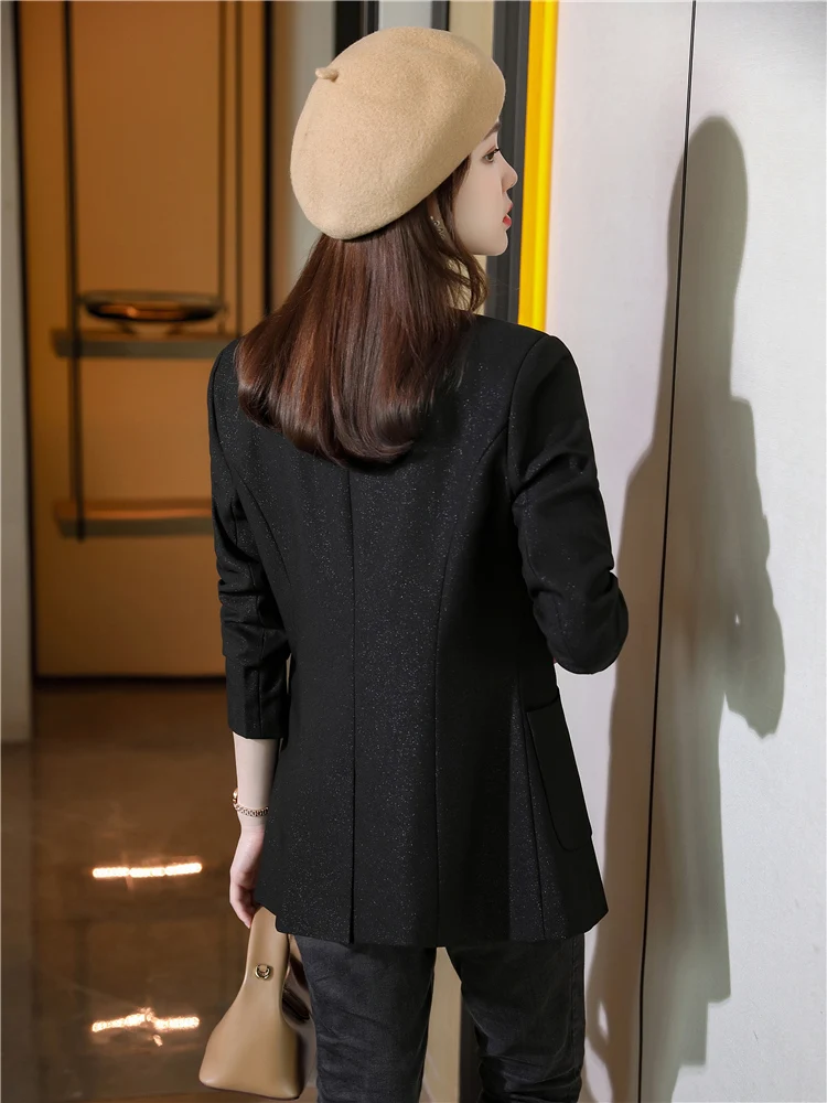 Классический дизайнерский синий Блейзер женские костюмы облегающий Элегантный