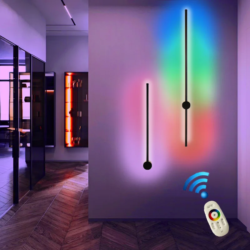

LED Wall Lamp Wall Light RGB Remote Dimming Wall Sconces Bedroom Light Nordic Indoor Lighting Livingroom Background Decoration