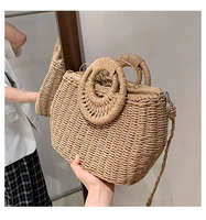 womens straw beach bag woven drawstring shoulder bags women rattan female handbag summer straw crossbody bag