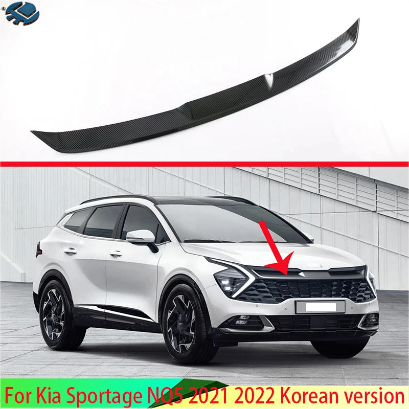 For Kia Sportage NQ5 2021 2022 Korean version Carbon Fiber Style Front Center Mesh Grille Grill Cover Radiator Strip Trim
