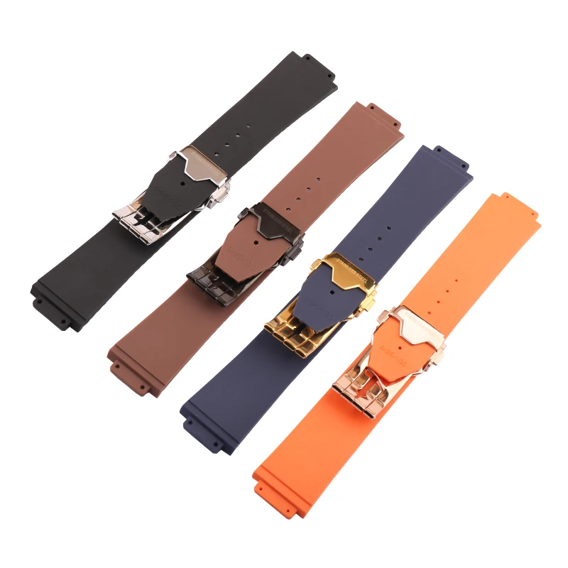 Watch accessories for HUBLOT Hublot Classic fusion Big Bang men's rubber strap 25*19 folding buckle