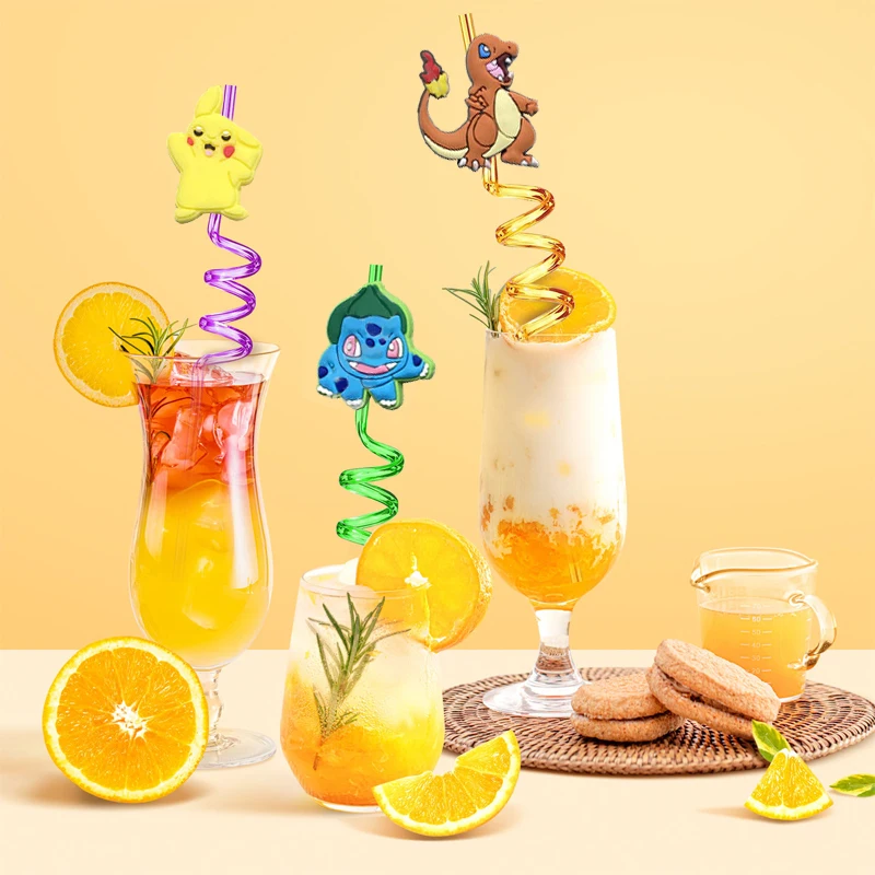 8 шт. многоразовые креативные соломинки в виде покемона Пикачу Детские