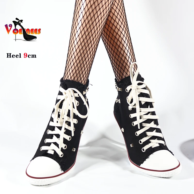 Женские короткие ботинки джинсовые ботильоны с шипами туфли-лодочки на высоком