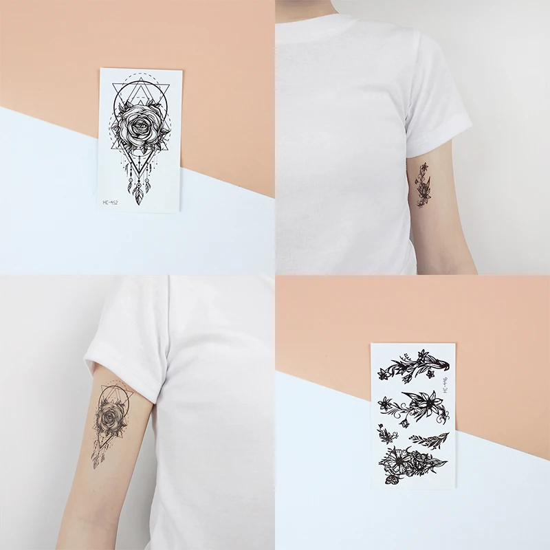 Временные тату-наклейки VeeCharm черные/модные/минималистичные идеально подходят