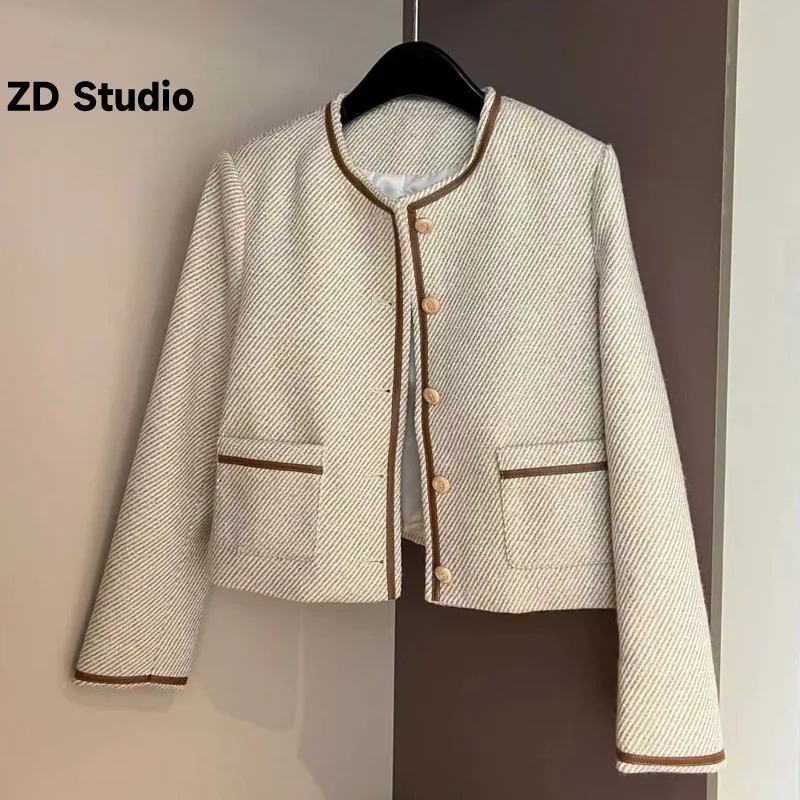 

Женское короткое пальто цвета хаки [ZD Studio], Осенний топ в социалистском стиле, новинка 2023