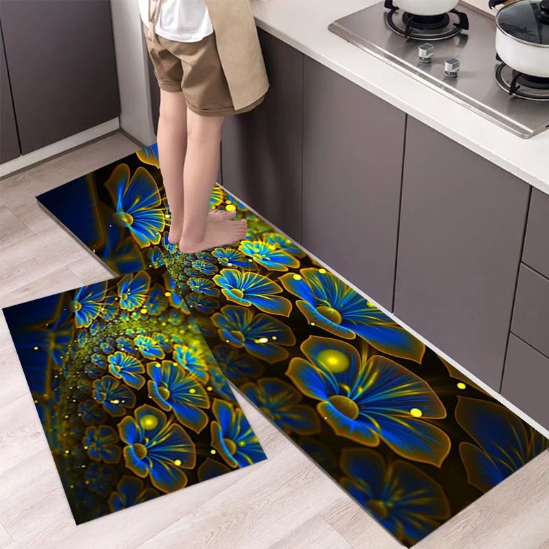 

Colorful FLowers Bedroom Carpet Rugs Floor Non-Slip Tapices Kitchen Door Foot Mat Living Room Decoration Home Decor M179