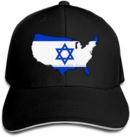 womens and mens baseball cap israel flag american map cotton trucker hat adjustable retro sports fan caps black
