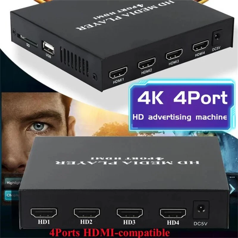Фото Медиаплеер Full HD 4K/1080P с поддержкой USB, внешних HDD, U-дисков, SD/MMC, 4xHDMI, MKV, AVI, с ИК-пультом, для воспроизведения Blu-ray №3