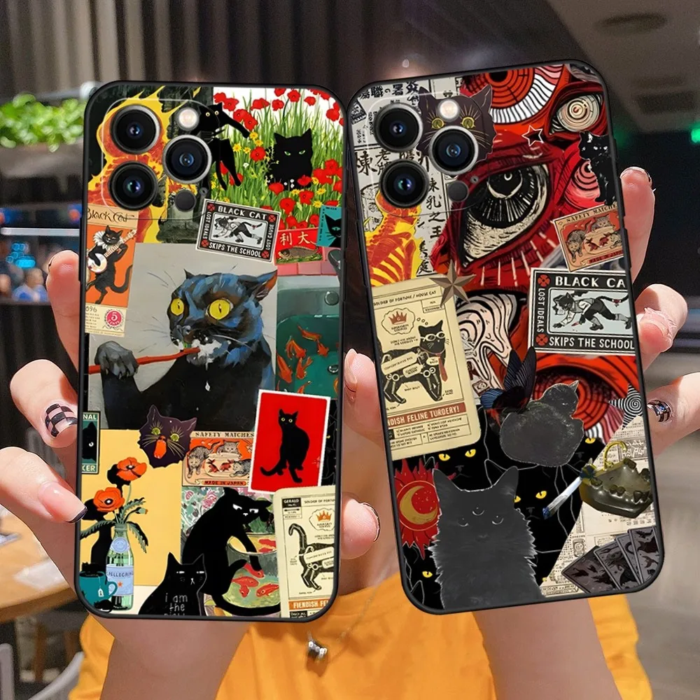 Чехол для телефона с абстрактным изображением кота Iphone 11 15 Pro Max 12 Mini 13 14 X Xr Xs 6 6s 8 7