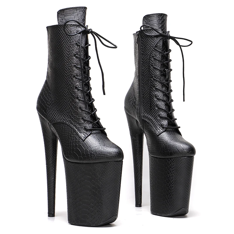 Leecabe  23CM/9inches Snake PU upper Sexy boots  High Heels Platform Pole Dance shoes