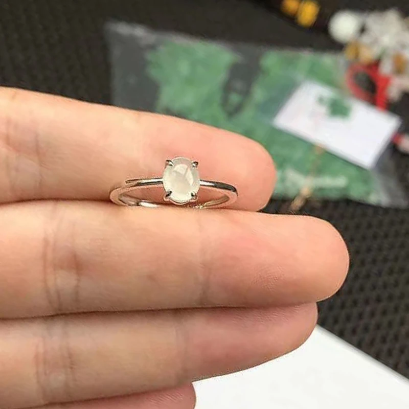 

Новые серебряные инкрустированные овальные кольца из натурального халцедона для женщин регулируемые Модные Простые свежие ювелирные изделия для помолвки и вечеринки
