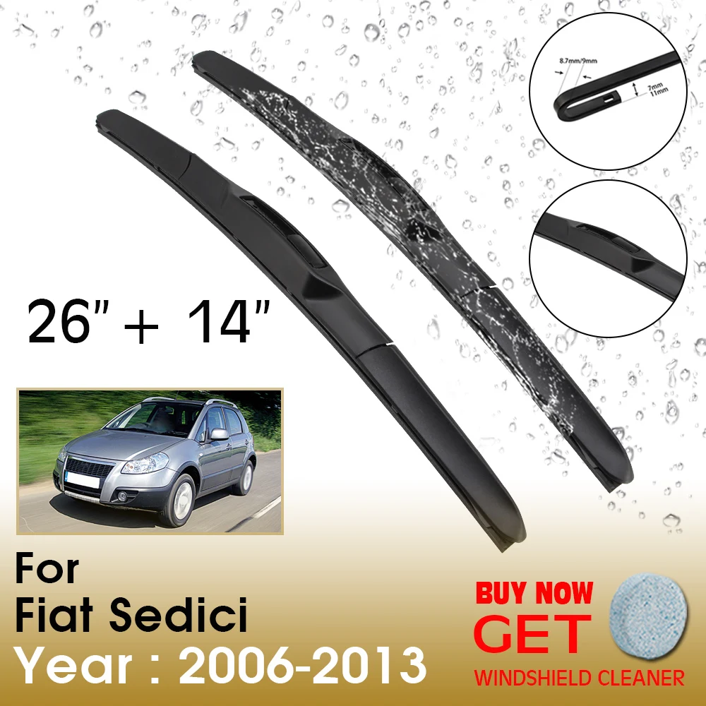 

Car Wiper Blade For Fiat Sedici 26"+14" 2006-2013 Front Window Washer Windscreen Windshield Wipers Blades Accessories
