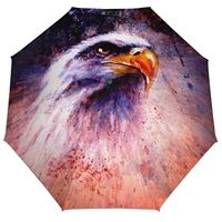 artistic painting printed umbrella rain women automatic umbrella three folding sun protection umbrella male portable parasol