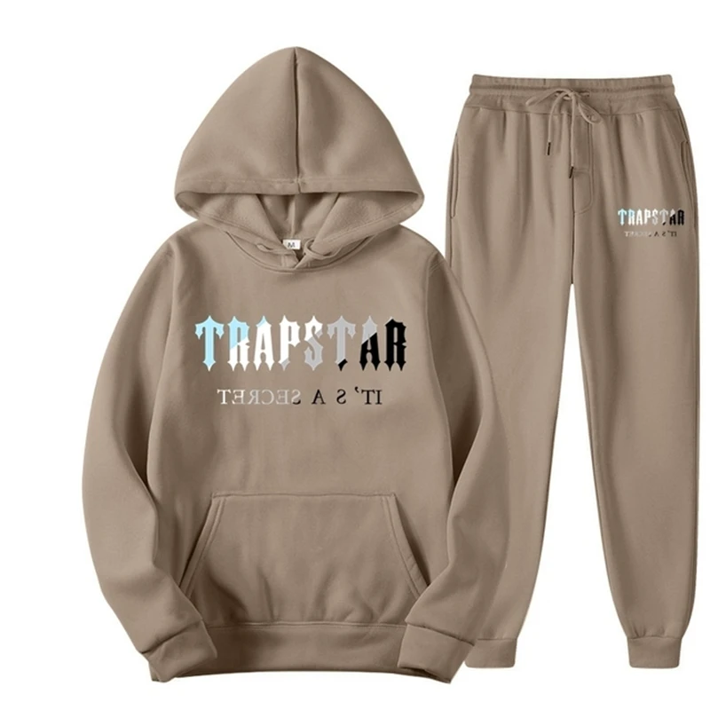 New Brand Trapstar Printed Sportswear Men's and Women's Two-piece Loose Hoodie Sweatshirt + Pants Cover Hoodie Jogging